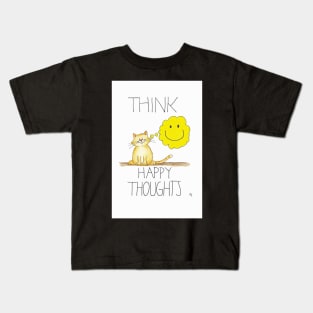 Think Happy Thoughts Cat Kids T-Shirt